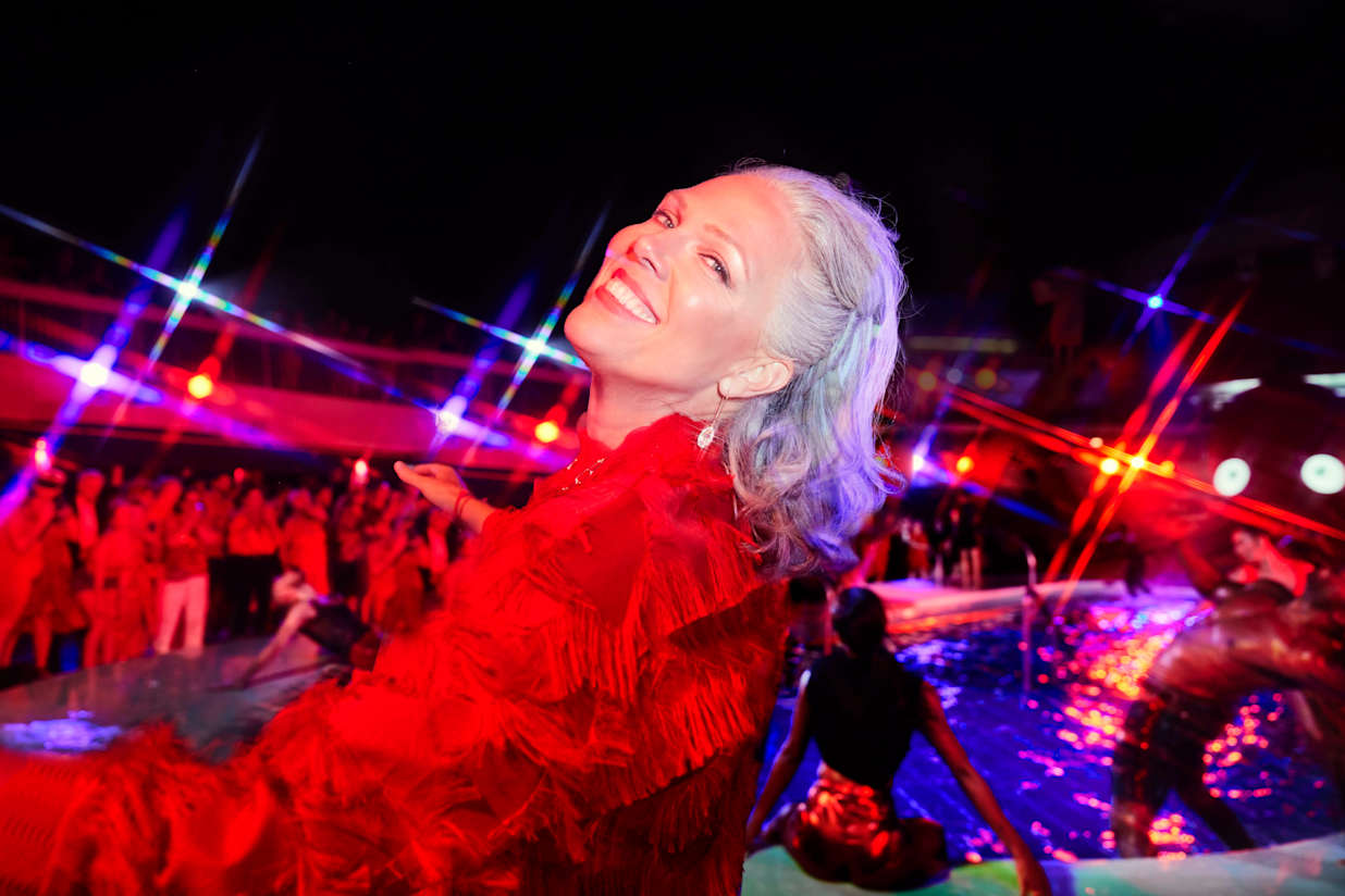 Virgin Voyages Scarlet Night party